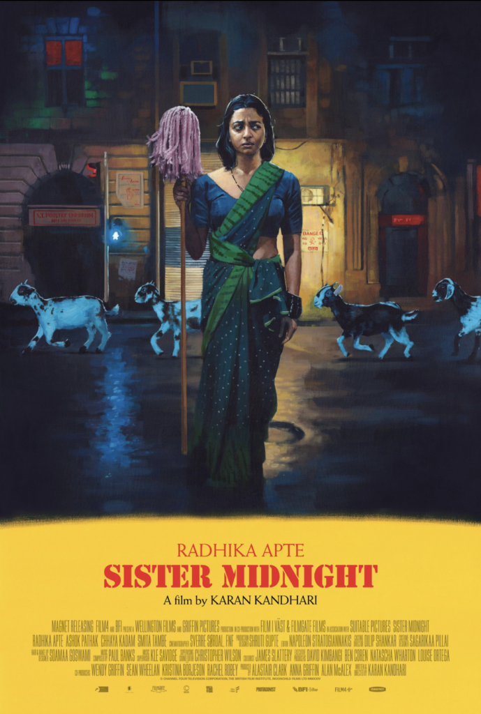 Film poster of Sister Midnight, an eccentric independent film starring Radhika Apte.